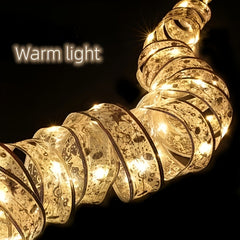 1pc Christmas Ribbon Lights Golden DIY Decor Copper Wire Fairy String Lights