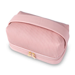 Large Capacity Travel Makeup Bag with Handle and Brush Compartment