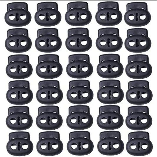 30pcs Plastic Cord Locks Double Hole Cord Stops Fastener Toggles for Paracord