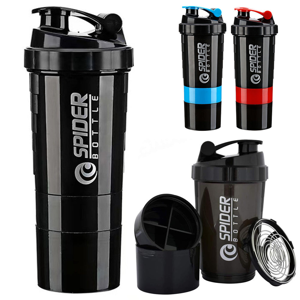 3 Tier Shaker Bottle Protein Shakes with Pill Containers
