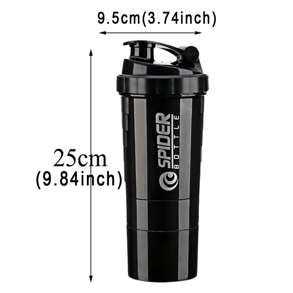3 Tier Shaker Bottle Protein Shakes with Pill Containers