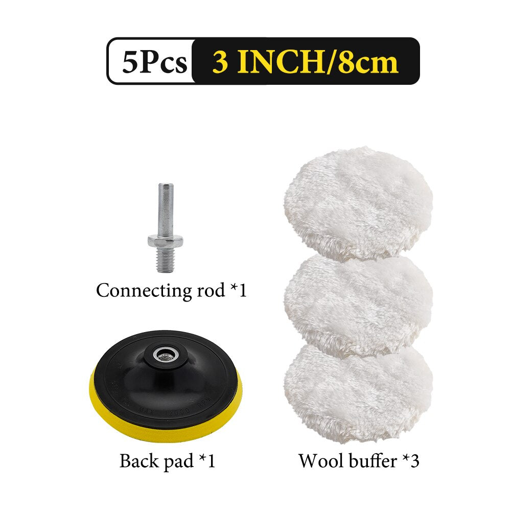 Car Polishing Kit Waxing Sponge Disk Wool Wheel Auto Paint Care Polisher Pads