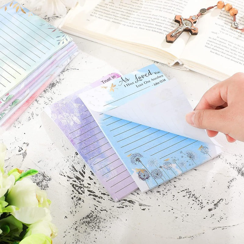 Colorful Flower Memo Notebook Sticky 50 Sheets English Horizontal Sticky