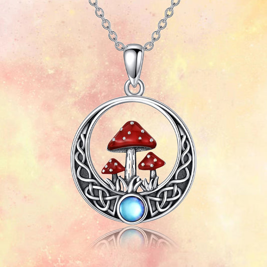 Red Mushroom Pendant Necklace For Girls Children, Gift for Birthday or Christmas
