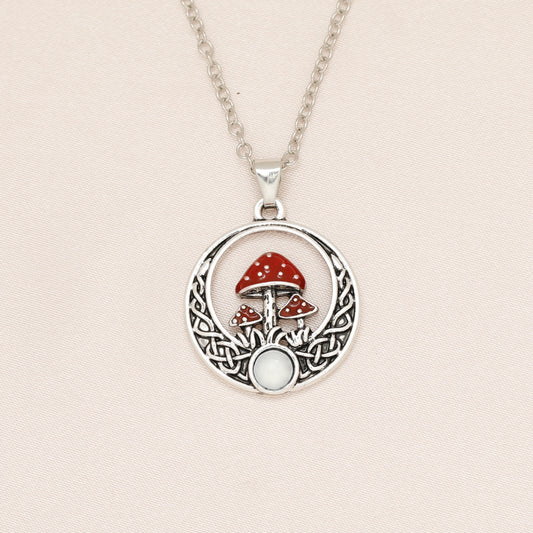 Red Mushroom Pendant Necklace For Girls Children, Gift for Birthday or Christmas