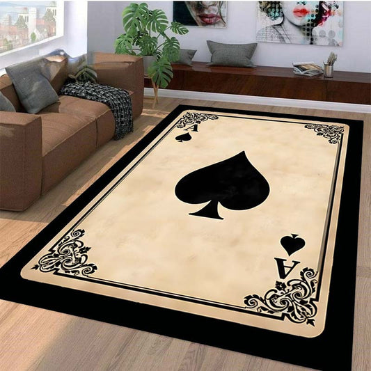 Christmas Poker Pattern Floor Mat Non-slip Living Room Decor Rug