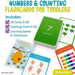 Merka Flash Cards 0-50 Counting Kindergarten Workbook