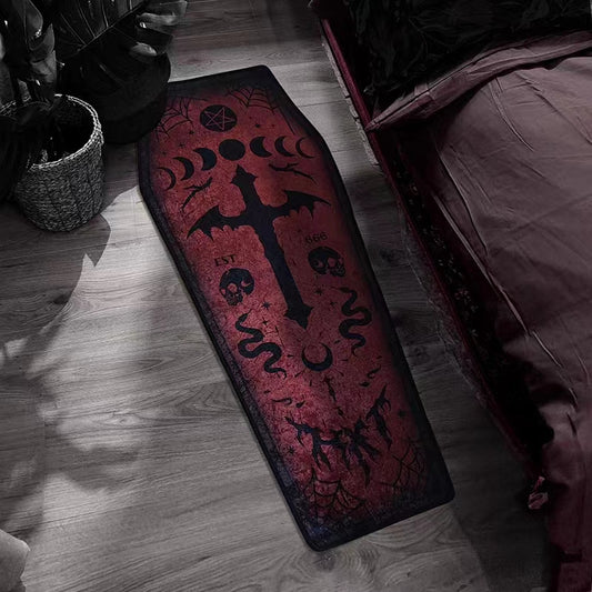 Dark Gothic Clown Skull Coffin Death Rug