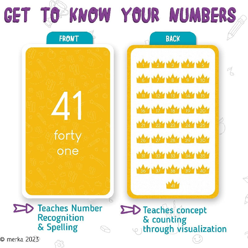 Merka Flash Cards 0-50 Counting Kindergarten Workbook
