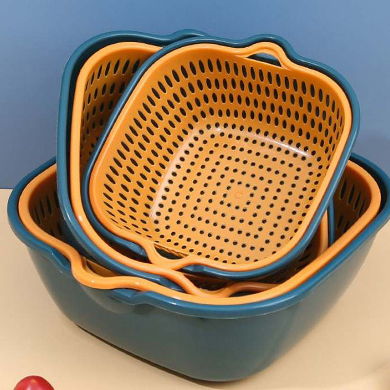 6pcs Double Layer Drain Basket Vegetable Washing Basket Colander Basket Strainer