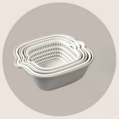 6pcs Double Layer Drain Basket Vegetable Washing Basket Colander Basket Strainer