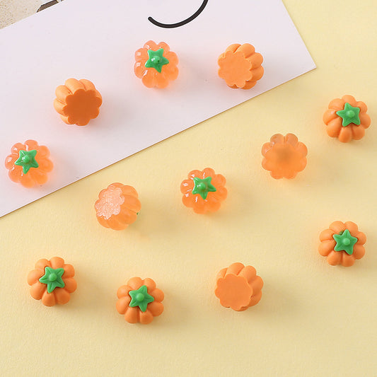 10pcs Halloween Mini 3D Pumpkin DIY Accessories Resin Material