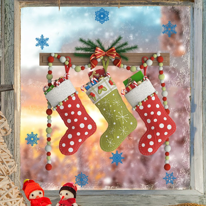 1pc Chrismas Stocking Decal PVC Self adhesive Wall Sticker Removable Decor