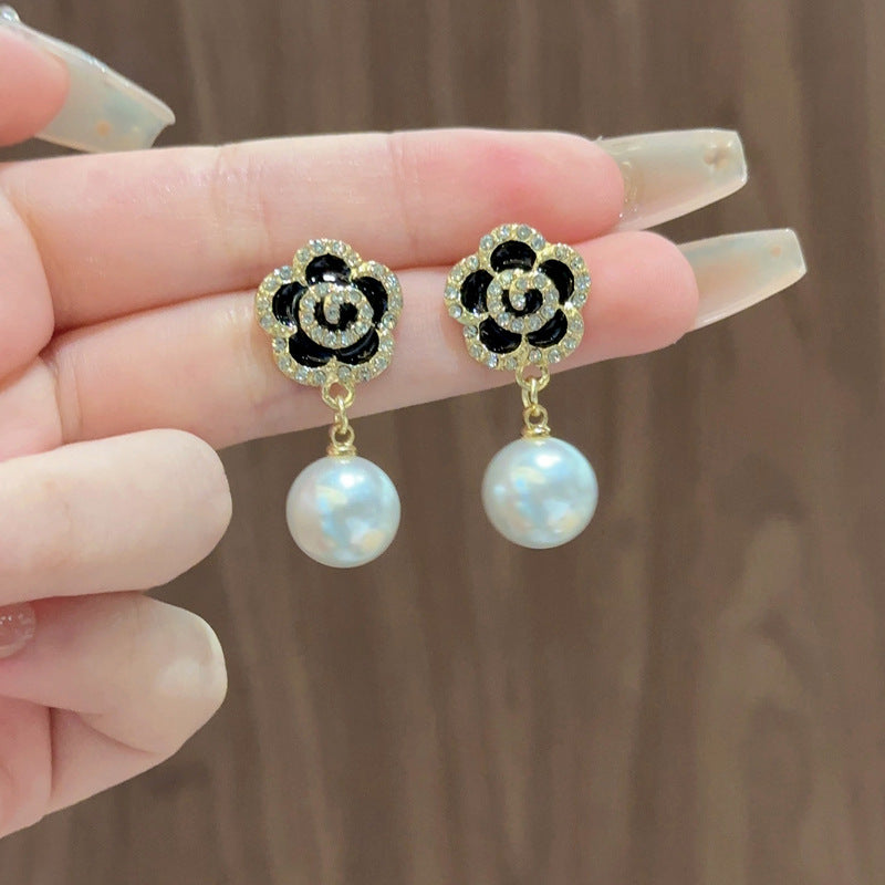 Faux Pearl Flower Stud Earrings, Decoration Accessories, Gift