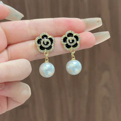 Faux Pearl Flower Stud Earrings, Decoration Accessories, Gift