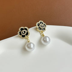 Faux Pearl Flower Stud Earrings, Decoration Accessories, Gift