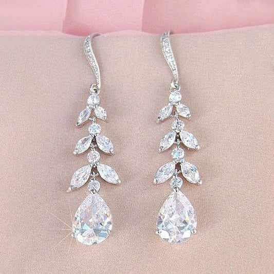 Sparkling Rhinestone Decor Hook Earrings for Girls