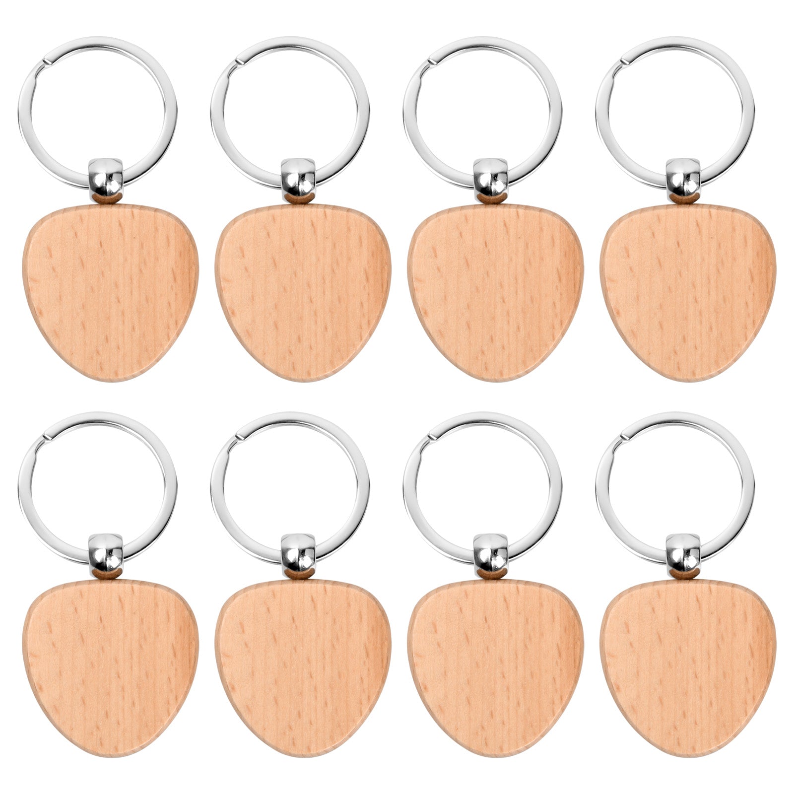 8pcs Wooden Keyring Blank Wooden DIY Keyring For Painting