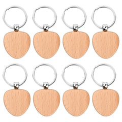 8pcs Wooden Keyring Blank Wooden DIY Keyring For Painting