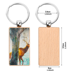 8pcs Wooden Keyring Blank Wooden DIY Keyring For Painting