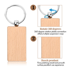 8pcs Wooden Keyring Blank Wooden DIY Keyring For Painting