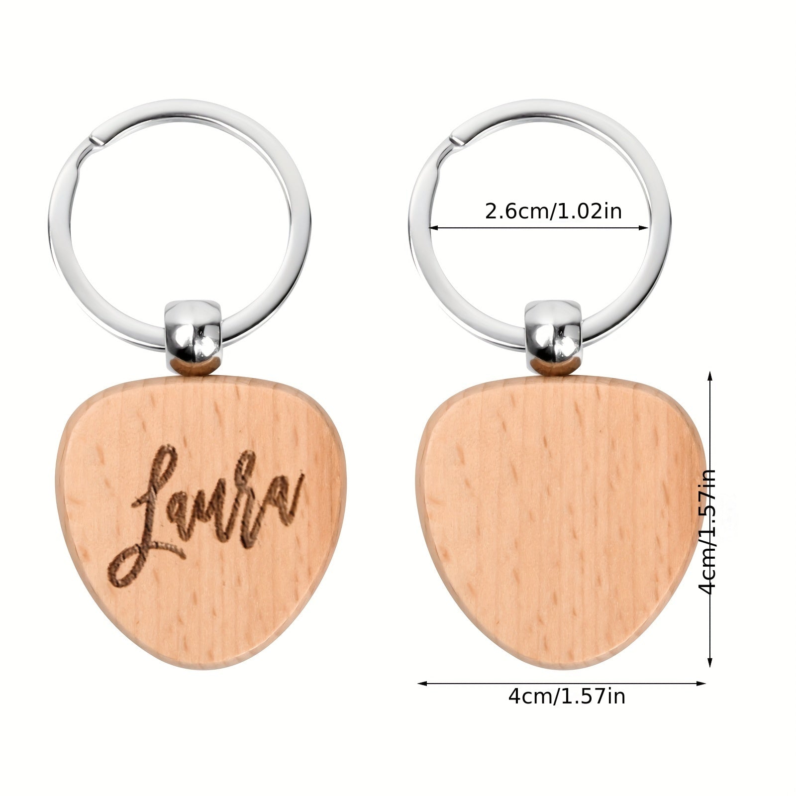 8pcs Wooden Keyring Blank Wooden DIY Keyring For Painting