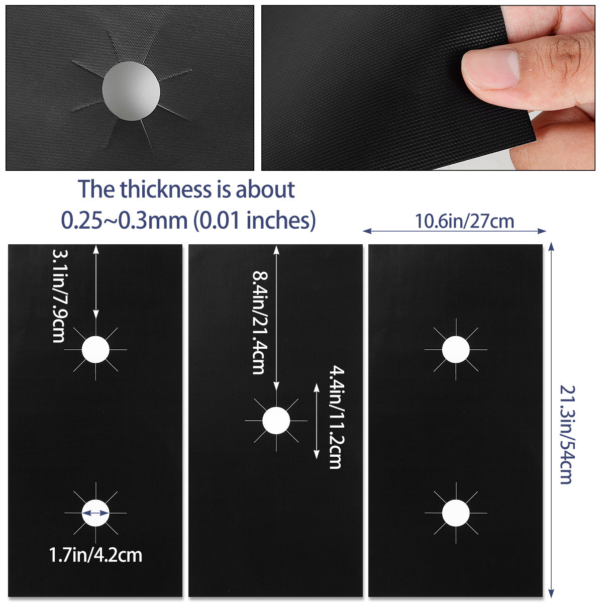 3pcs Gas Stove Protectors Reusable Burner Covers Non Stick Heat Resistant