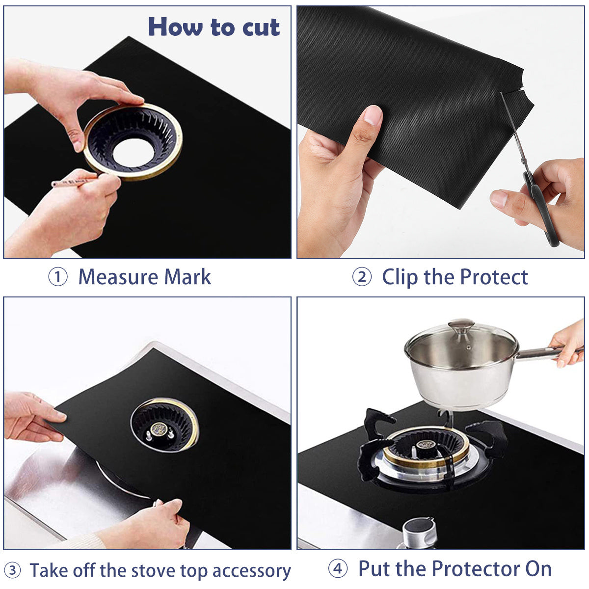 3pcs Gas Stove Protectors Reusable Burner Covers Non Stick Heat Resistant