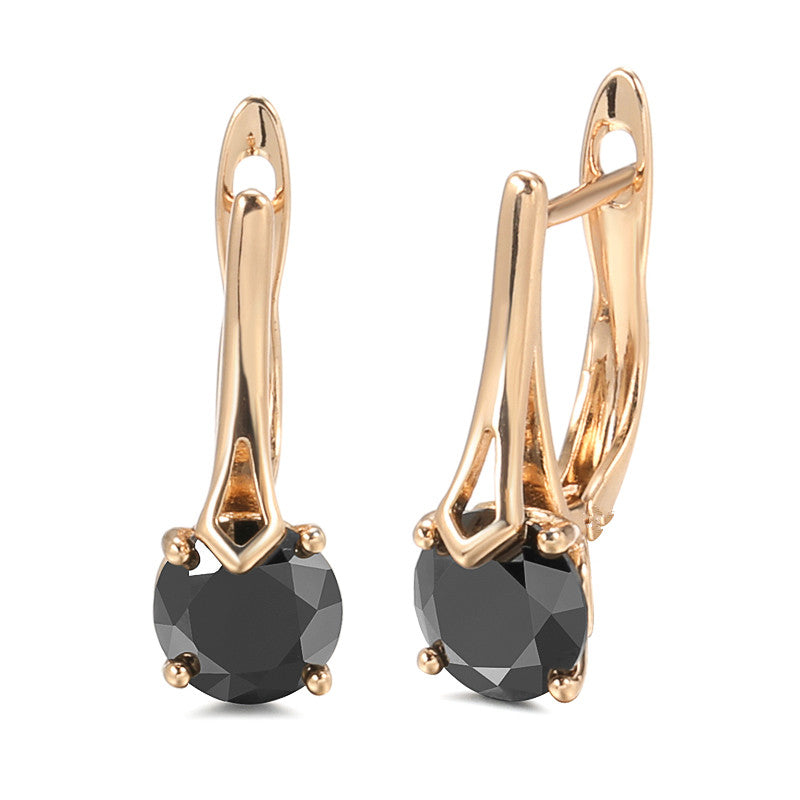 Zircon Clips Earrings Golden Bride Wedding Fine Jewelry