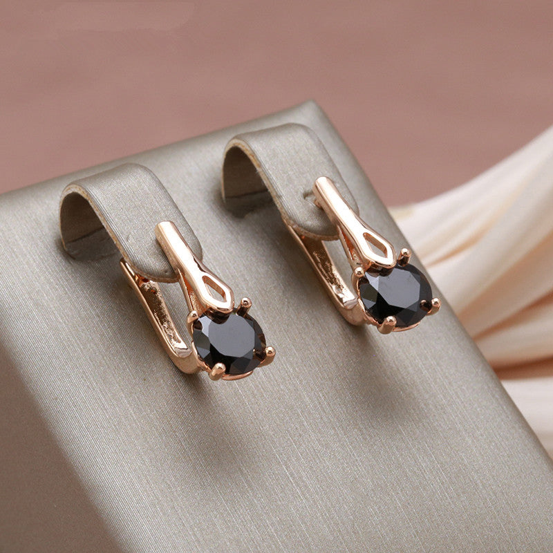 Zircon Clips Earrings Golden Bride Wedding Fine Jewelry