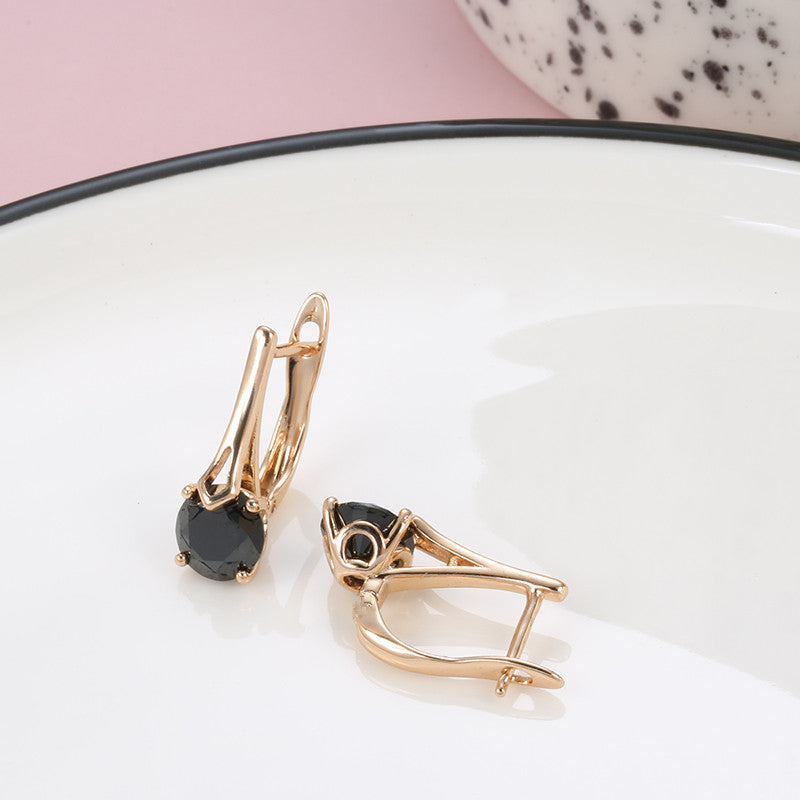 Zircon Clips Earrings Golden Bride Wedding Fine Jewelry