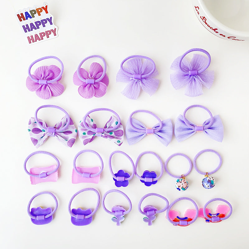 20pcs Kids Cartoon Flower Bow Elastic Hair Bands Girls Soft Scrunchies