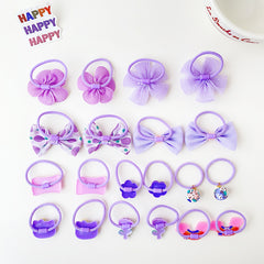 20pcs Kids Cartoon Flower Bow Elastic Hair Bands Girls Soft Scrunchies