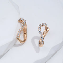 Geometric Line Earrings Golden with Zircon Jewelry