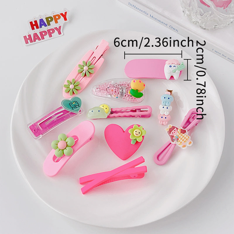 10pcs Flowers Animals Girls Decor Hair Clips for Kids