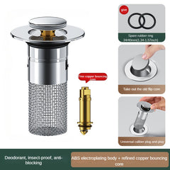 Stainless Steel Floor Drain Press Type Sink Stopper