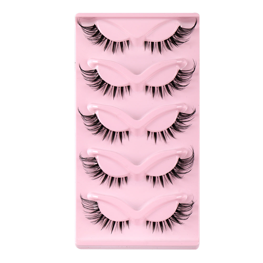 5 Pairs Cat Eye Lashes Natural Eyelashes Winged End Eye Elongated Eyelashes