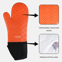 Silicone Oven Mitts Orange Heat Resistant Non Slip Grip Surfaces