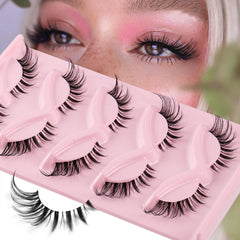 5 Pairs 3D Clear Band Wispy Mink Eyelashes Natural Cat Eye Lashes