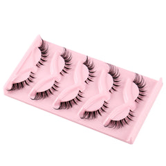 5 Pairs 3D Clear Band Wispy Mink Eyelashes Natural Cat Eye Lashes