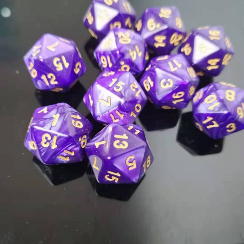 Digital Dice Purple Pyramid 4 6 8 10 12 20 Sided Board Game