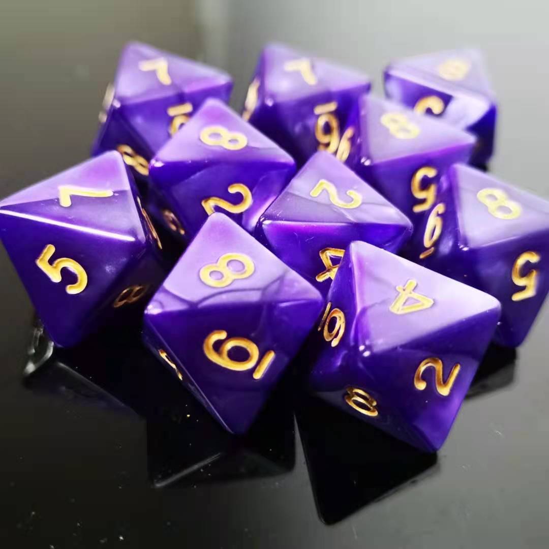 Digital Dice Purple Pyramid 4 6 8 10 12 20 Sided Board Game