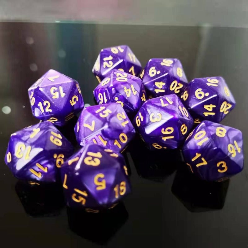 Digital Dice Purple Pyramid 4 6 8 10 12 20 Sided Board Game