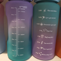 Gradient Plastic Water Bottle with Straw and Lid for Camping and Picnic