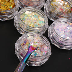 Iridescent Nail Glitter Flakes for DIY Nail Art