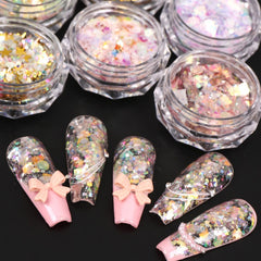 Iridescent Nail Glitter Flakes for DIY Nail Art