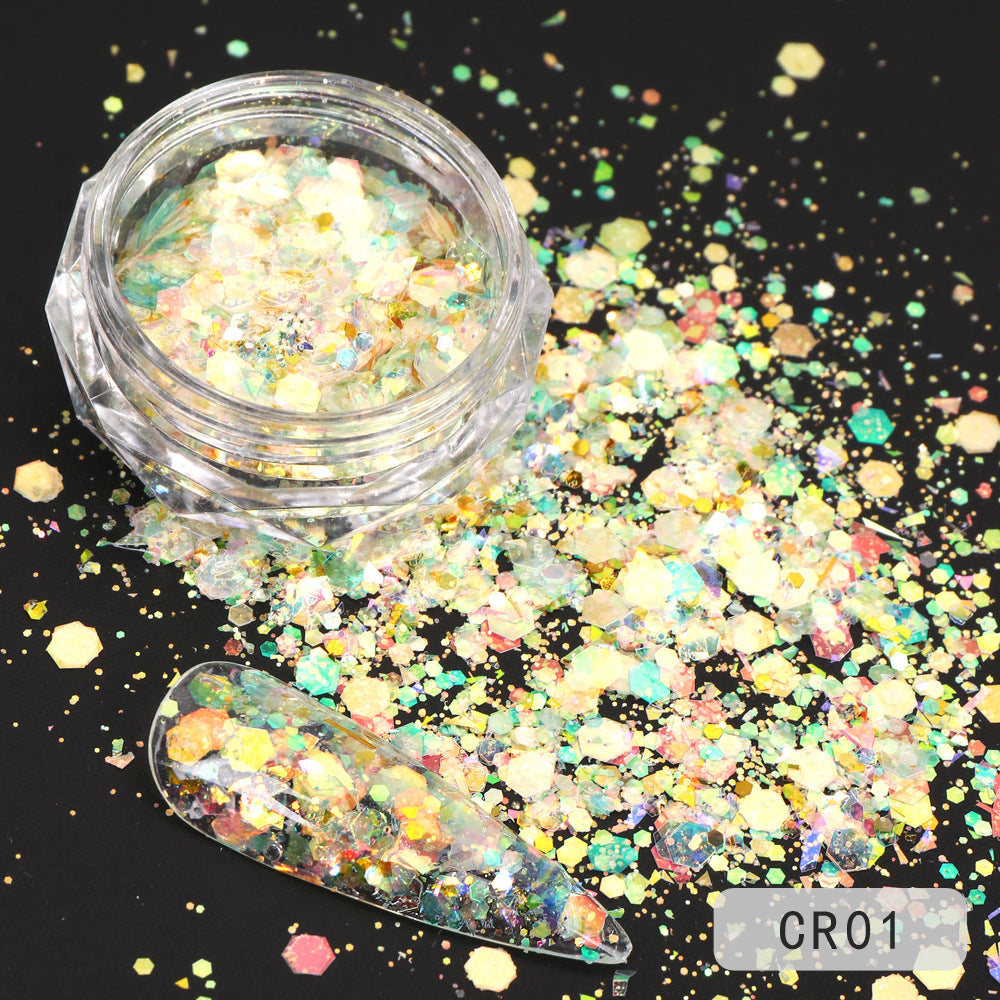 Iridescent Nail Glitter Flakes for DIY Nail Art