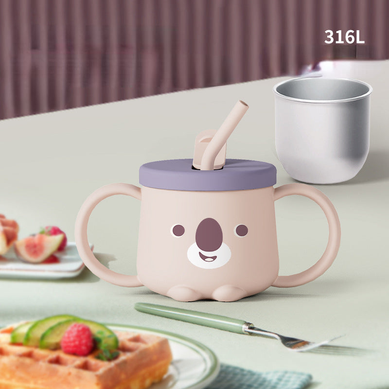 250ml Kids Stainless Steel Water Cup with Straw