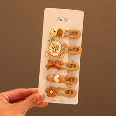 5pcs Acrylic Hairpins Cartoon Bear Rabbit Bowknot Flowers Hair Clips Girls Kids