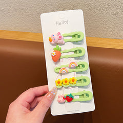 5pcs Acrylic Hairpins Cartoon Bear Rabbit Bowknot Flowers Hair Clips Girls Kids